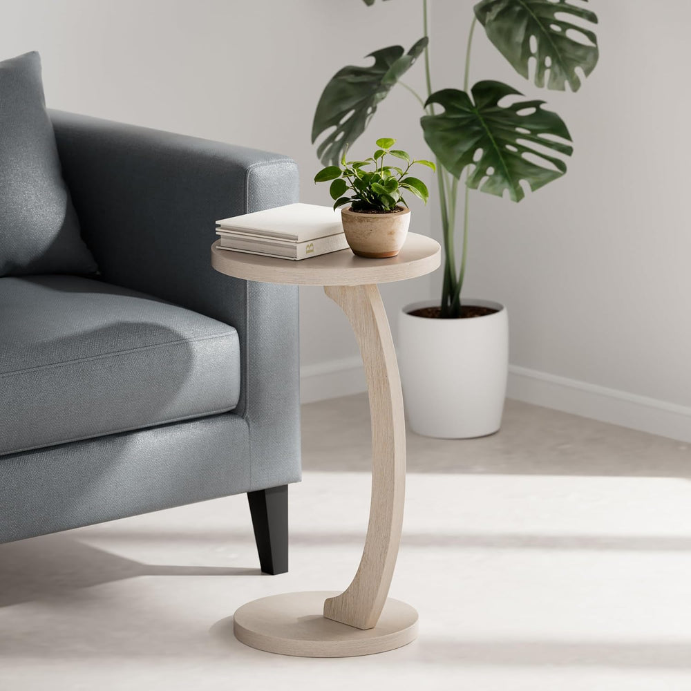 COZAYH C Shaped Round End Table for Couch Small Place, Space Saver Side Table...