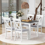 Ball & Cast Dining Table Set for 4 with 4 X-Back Chairs,5-Piece Wooden Living Room Furniture W/ 44.5" Rectangle Kitchen Desk,for Small Space,Apartment,Dining Room,Grey