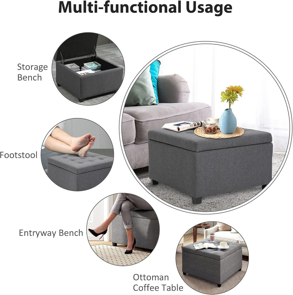 31x26x17inch 450lb Premium Quality Tufted Cotton Storage Ottoman LiftTop Stan...