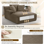 Oversized Chaise Lounge Chair Indoor,50" W Upholstered Corduroy Sofa with 3 Pillows,Comfy Fluffy Cloud Couch,Modern Deep Seat Sofa,Single Sleeper Sofa Chair for Livingroom,Bedroom,No Assembly(Brown)