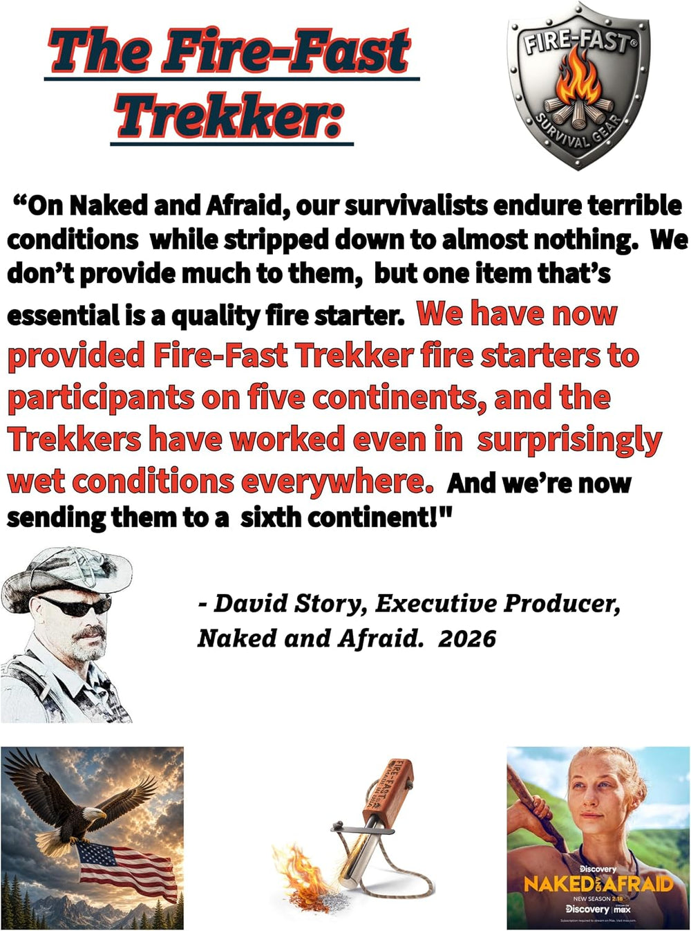 Fire-Fast Trekker. Best Emergency Waterproof Survival Fire Starter. Magnesium...