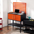 MCombo Metal Workbench for Garage, Adjustable Worktable with Storage Cabinet for Home Office, Basements, Bench-81 (Orange)