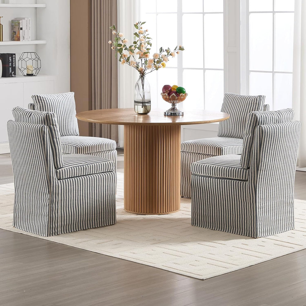 Slipcovered Dining Chairs Set of 2, Farmhouse Upholstered Dining Chair with S...