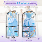 SLEEPING LAMB Dual-sided 6 Pockets Dance Garment Bags for Dancers, 40" Clear Kids Dance Costume Bag for Dance Competition Hanging Garment Bag for Ballet, Outfits, Cheer Uniform, Dress, 2 Packs, Black