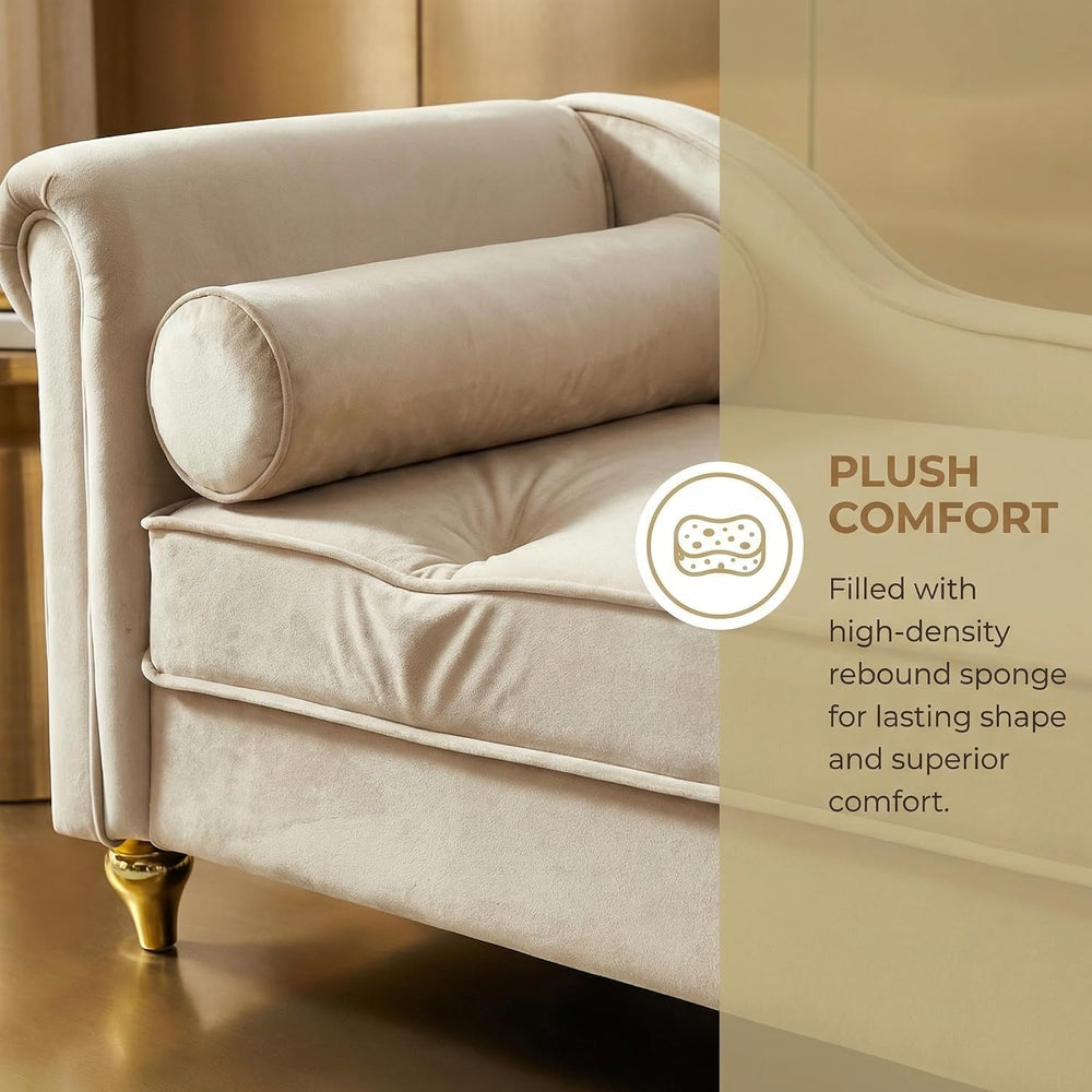 60.6''Velvet Chaise Lounge Indoor, Modern Velvet Lounge Chair with Le...