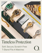 QWATCH Watch Stand Display Case - Acrylic Watch Box for 2 or 4 Watches with Jewelry Valet Tray and Drawer