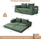 4-in-1 Boneless Folding Convertible Sofa Bed, 78 Inch Corduroy Loveseat Sleeper Couches with Pull Out Bed, Futon Couch for Living Room Bedroom, No Assembly Needed, Green