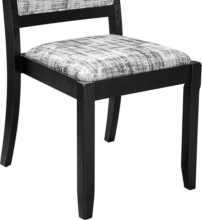 X02X2-206-30 5-pc Dining Room Table Set a Rectangular Kitchen Table and 2 Benches and 2 Wire Brushed Black Polyester Stackable Chairs, 39x120 Inch, Wire Brushed Black