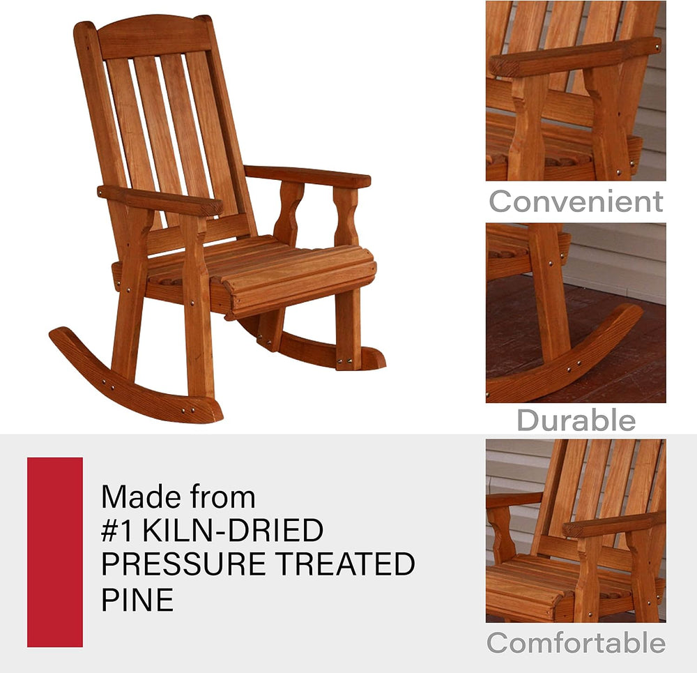 Amish Heavy Duty Mission Pressure Treated Outdoor Rocking Chair (Cedar Stain)...