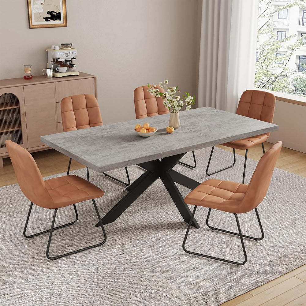 ZckyCine 7-Piece Dining Table Set, 63"-79" Extendable Rectangular W...