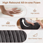 Bean Bag Chair for Adults, Giant Bean Bag Chairs with Lumbar Pillow, Oversized Corduroy Memory Foam Boneless Chair with High-Rebound, Lazy Floor Sofa for Reading Gaming Living Room Bedroom, Grey