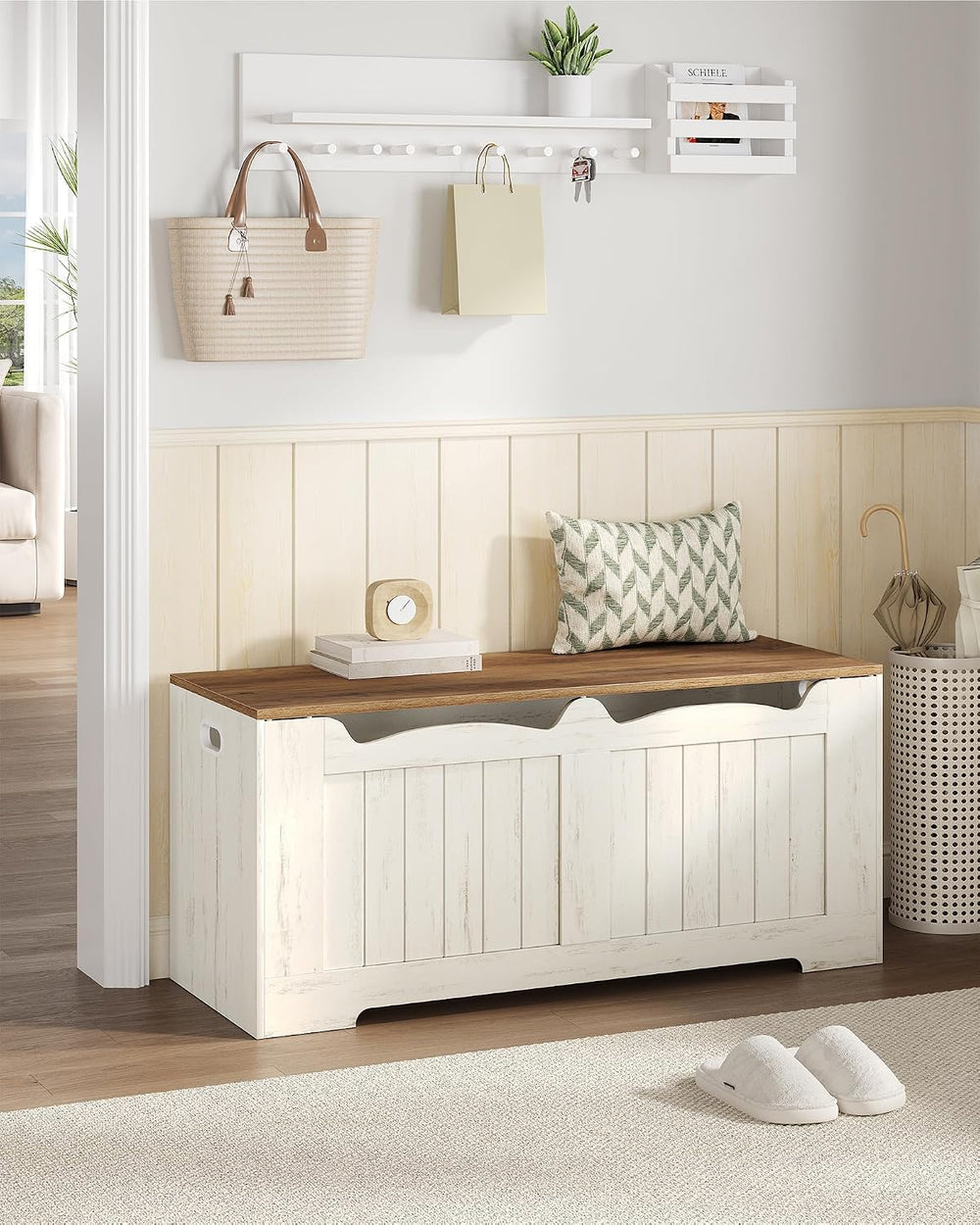 Hzuaneri 43" Farmhouse Storage Chest | 55 Gal | 330lb Seat | Retro White...