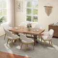 Wooden Dining Chairs Set of 6, Modern Fabric Upholstered Dining Room Chair, Kitchen Side Chairs, Farmhouse Dinner Chair with Open Back for Kitchen, Beige