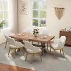 Wooden Dining Chairs Set of 6, Modern Fabric Upholstered Dining Room Chair, Kitchen Side Chairs, Farmhouse Dinner Chair with Open Back for Kitchen, Beige