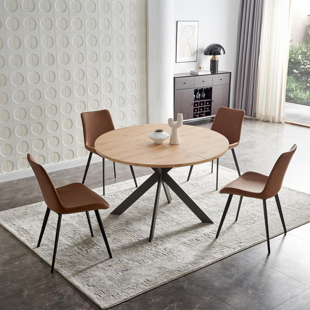 Zerifevni 46.4" Round Dining Table Set, Mid Century Modern Round Dining ...