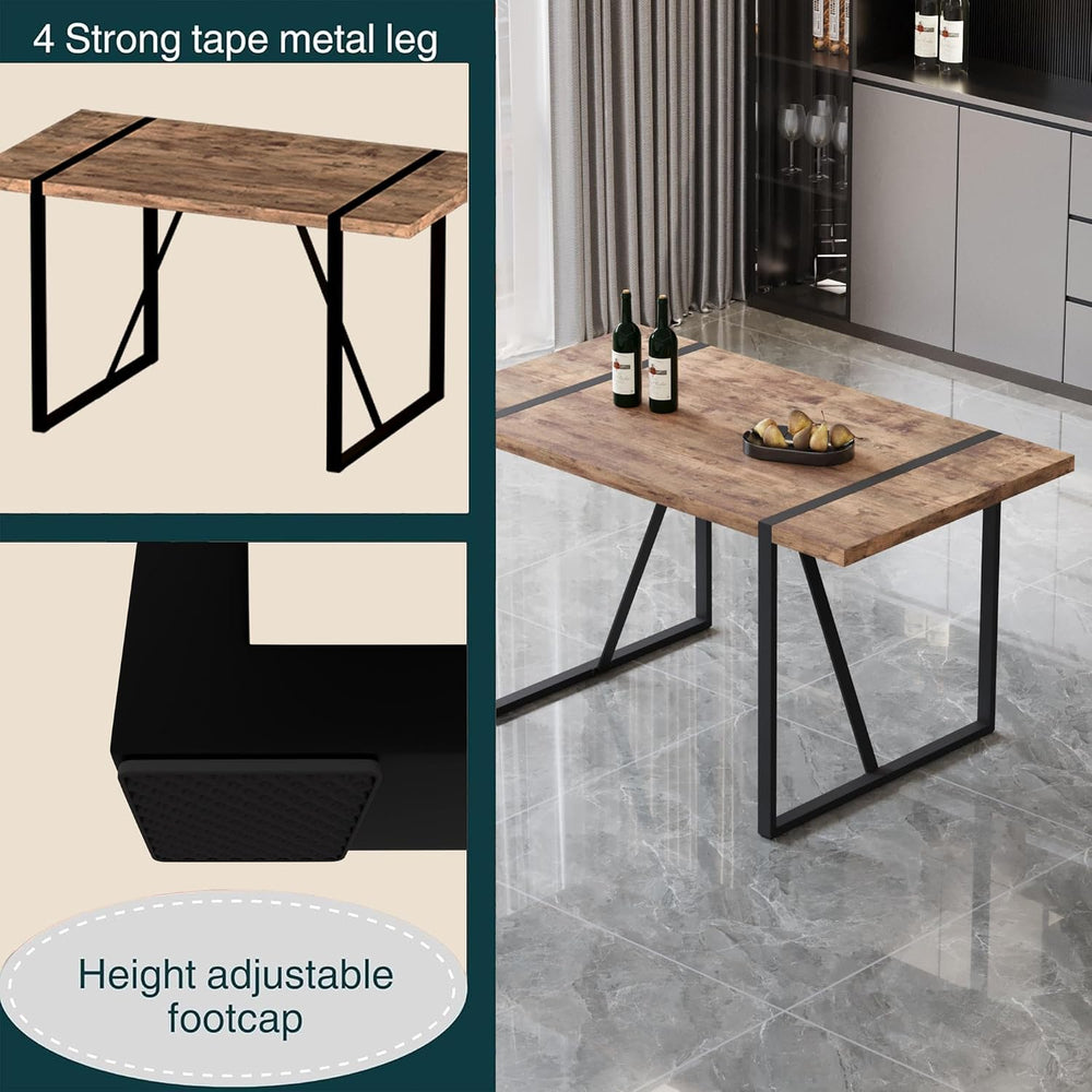 Modern Dining Table Set for 4, Wooden Kitchen Table and Chairs Set,5 Piece Di...