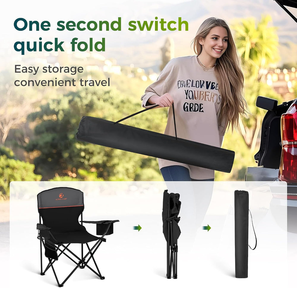 ALPHA CAMP Folding Camping Chair for Adults Lawn Chair for Camping Outdoor | ...