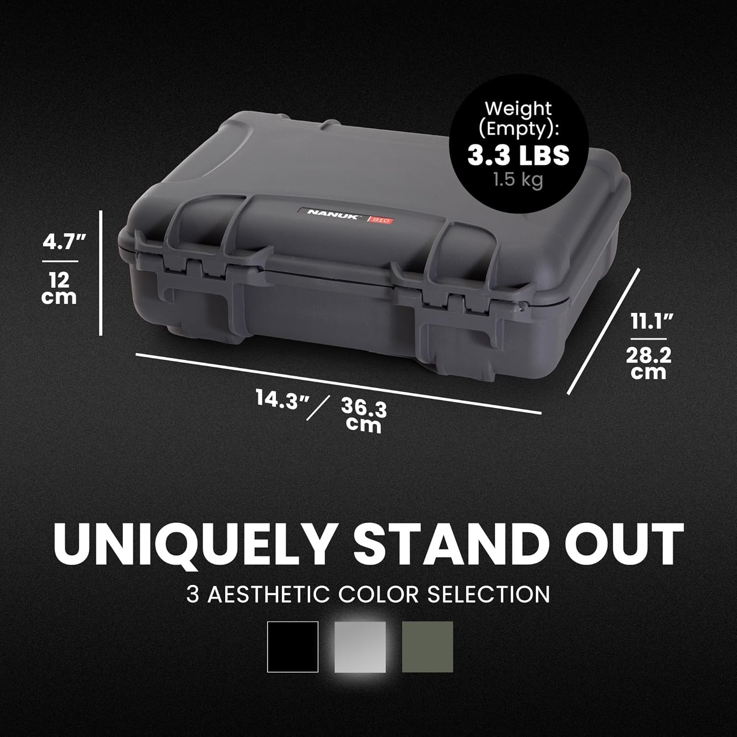 NANUK 910 Waterproof Watch Case with Foam Insert, Graphite