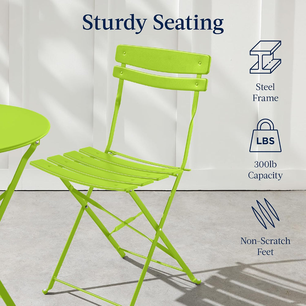 Best Choice Products 3-Piece Bistro Set, Space Saving Folding Design, Solid S...