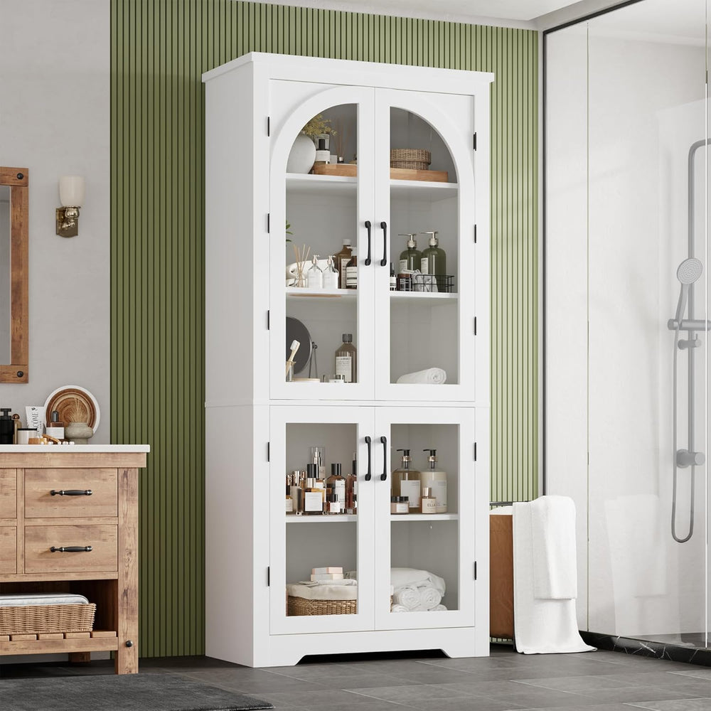 Garvee 70" Tall Kitchen Pantry Cabinet - Modern Display Cabinet with 4 A...