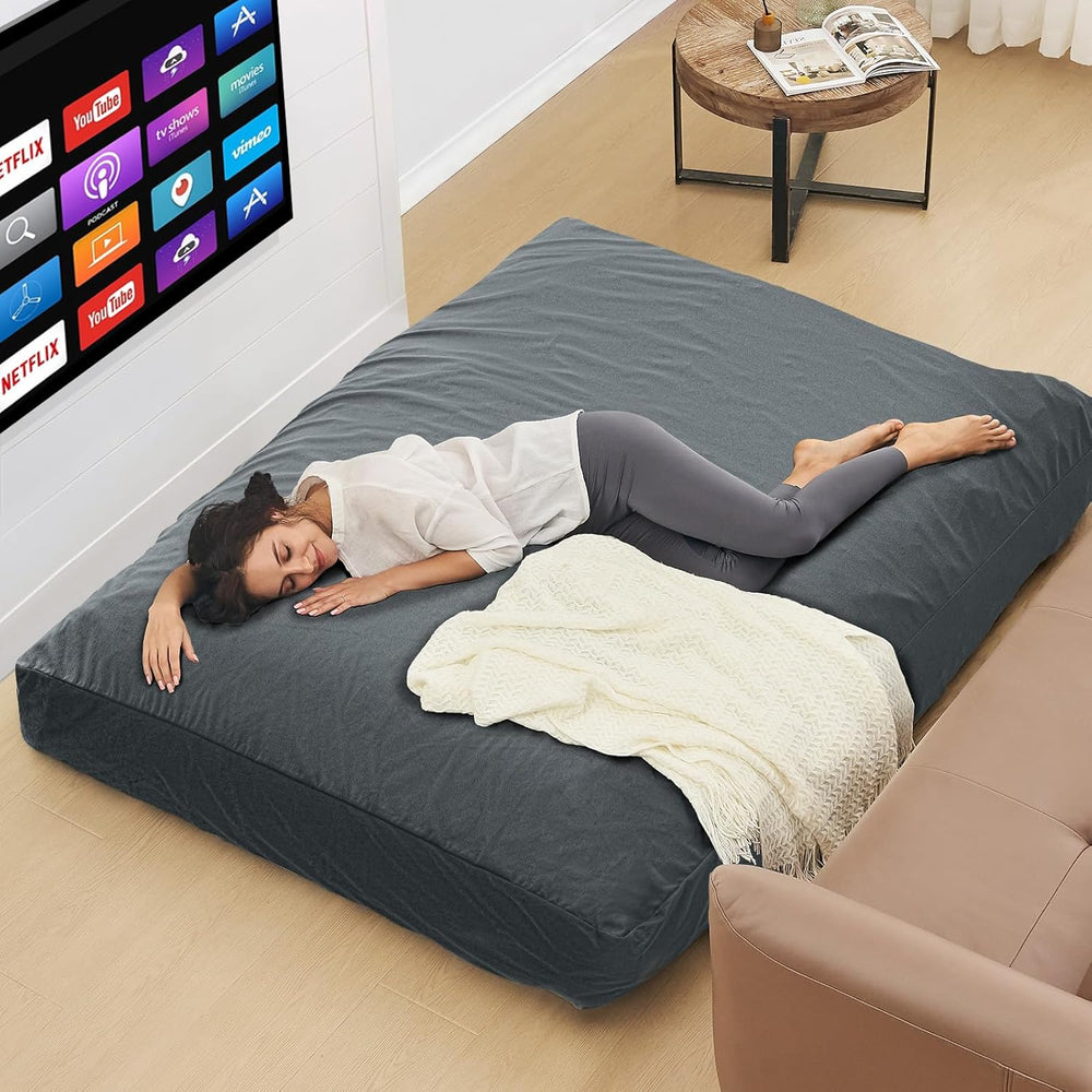 Bean Bag Chairs for Adults - Giant Bean Bag Convertible Floor Sofa | 3 IN 1 L...