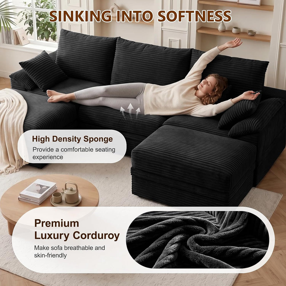 107" Modular Sectional Sofa Couch with Storage,U-Shape 3 Seat Comfy Mode...