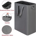 efluky Slim Laundry Basket, Narrow Laundry Hamper with Handles, Collapsible Dirty Clothes Hamper, Tall Laundry Bin for Laundry Room, Dorm and Bedroom, 19.8 Gallon (75L) Grey