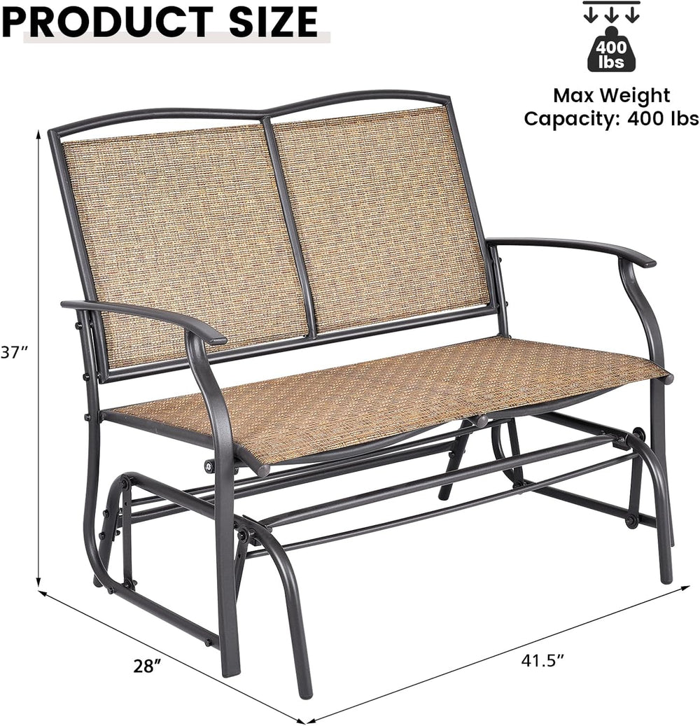 GIANTEX Patio Glider Benches for Outside, Swing Glider Chair w/Steel Frame | ...