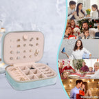 Dajasan Velvet Jewelry Boxes, Mini Travel Jewelry Case, Small Portable Travel Jewelry Organizer Box for Earrings Bracelets Rings Necklace (Cyan Blue)