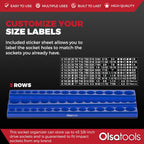 Olsa Tools Magnetic Socket Organizer (3/8-Inch Drive, 3-Row) - Magnetic Tool Organizer & Socket Holder - Tool Box Socket Organizers - Blue Blank - Holds 54 Sockets - Professional Grade - Part: 1683