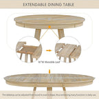 5 Pieces Dining Table Set with 42" Table,Living Room Furniture W/ 4 Upholstered Chairs,Tabletop Can be Adjusted from Round to Oval in Shape,for Restaurant,Home Bistro,Natural