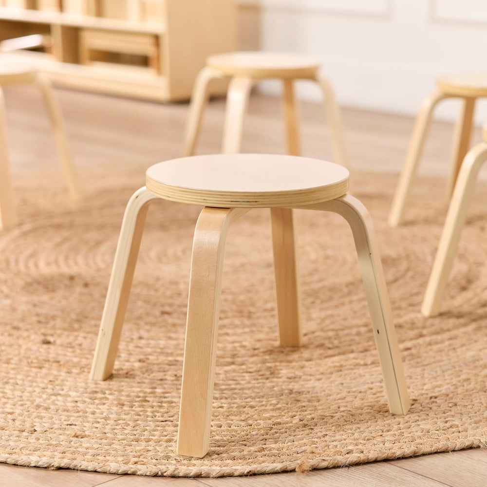 ECR4Kids Round Bentwood Table and Stool Set, 5-Piece, Natural | Durable birch...