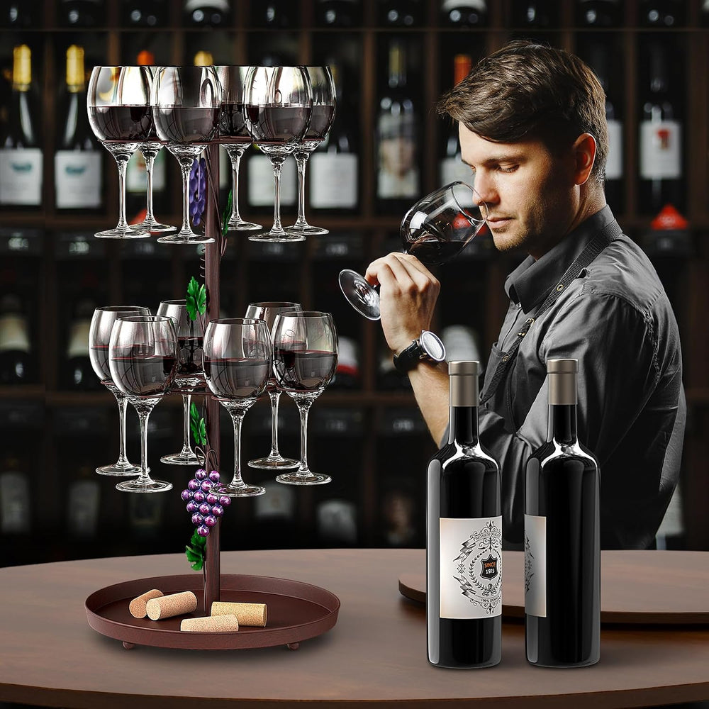 Tabletop Metal Wine Glass Drying Rack with 12 Hooks Countertop Cup Holder | C...