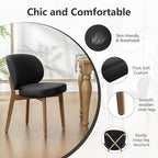 YOUNIKE Dining Chair with High Back Set of 4 Mid Century Modern Kitchen Chair Faux Leather Upholstered Armless Chair 20" Wide Padded Seat with Wooden Legs for Kitchen Dining Living Room Bedroom Black