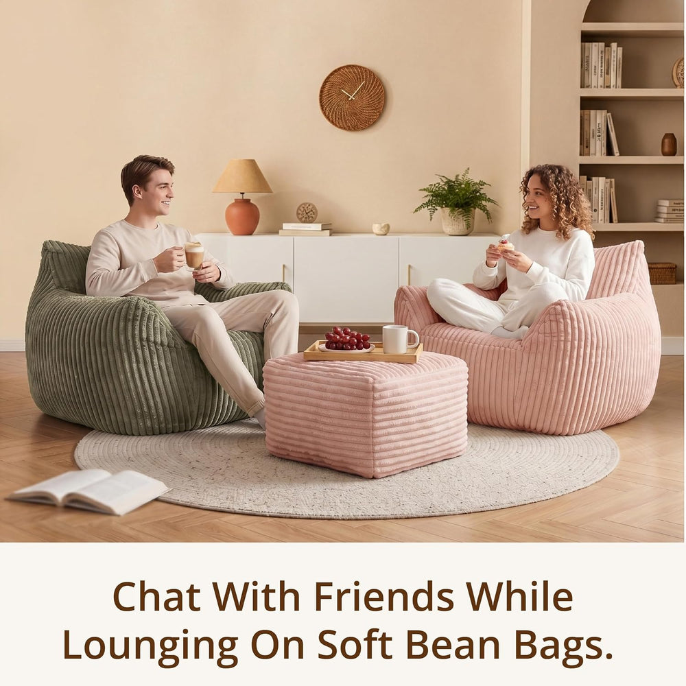 Giant Bean Bag Chair for Adults, Large Bean Bag with Ottoman | Cloud Comfy Be...