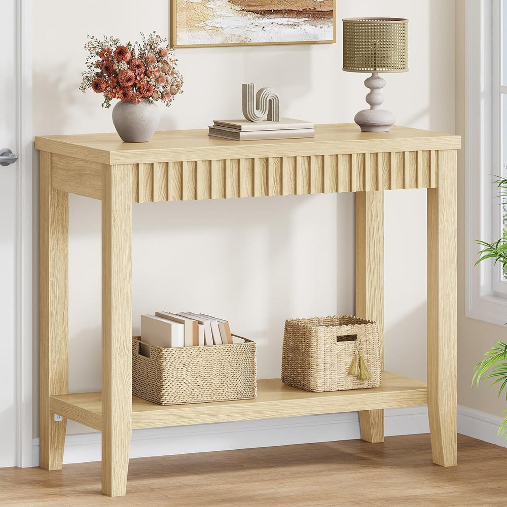 FAVOOSTY 32" Entryway Console Table with Shelves, Sofa Hallway Table wit...