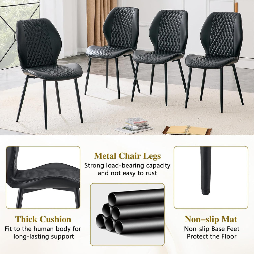 Dining Chairs Set of 4, Modern Upholstered Kitchen Chairs with Curved Back, D...