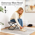 Welnow Folding Ottoman Foot Stool with Detachable Cushion,16'' H, Light Grey