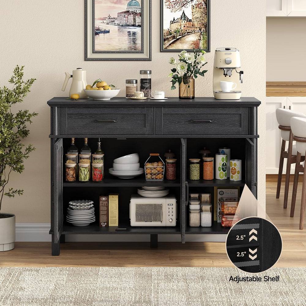 48 Inch Sideboard Buffet Cabinet with Storage, Farmhouse Coffee Bar Cabinet w...