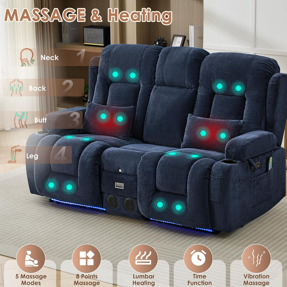 TUNYI Wall Hugger Power Loveseat Recliner - RV Reclining Loveseat with Consol...