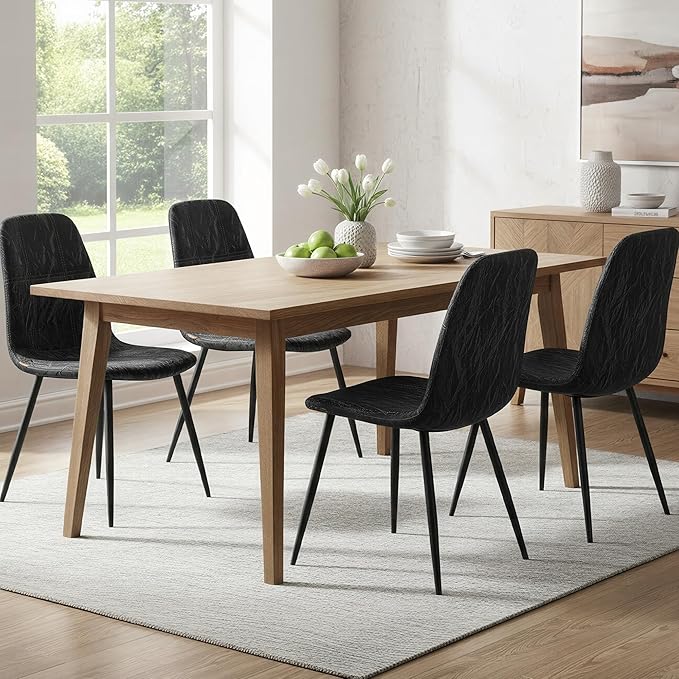 VASAGLE Set of 4 Dining Chairs, Dining Room Kitchen Chairs, Metal Frame, Adju...