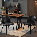 Dining Chairs Set of 2, Upholstered Kitchen Chairs with Faux Leather Cushion Seat and Metal Legs, Mid Century Modern Dining Room Chair for Kitchen, Living Room, Easy Assembly, Black