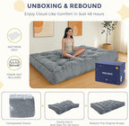 MAXYOYO 8" Futon Mattress Queen Size, Extra Thick Futons Sofa Couch Bed, Velvet Floor Mattress, Shredded Foam Filling (Frame Not Included),Dark Grey