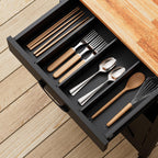 VINGLI Rolling Kitchen Cart with Microwave Stand, Storage Cabinet & Drawer, Small Coffee Cart with Side Hooks & Towel Rods, Compact Kitchen Island on Swivel Wheels, Black