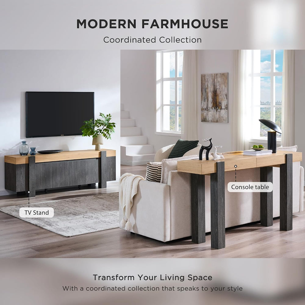 OKD Modern Farmhouse Entryway Table with 2 Drawers, 63" Wooden Console T...
