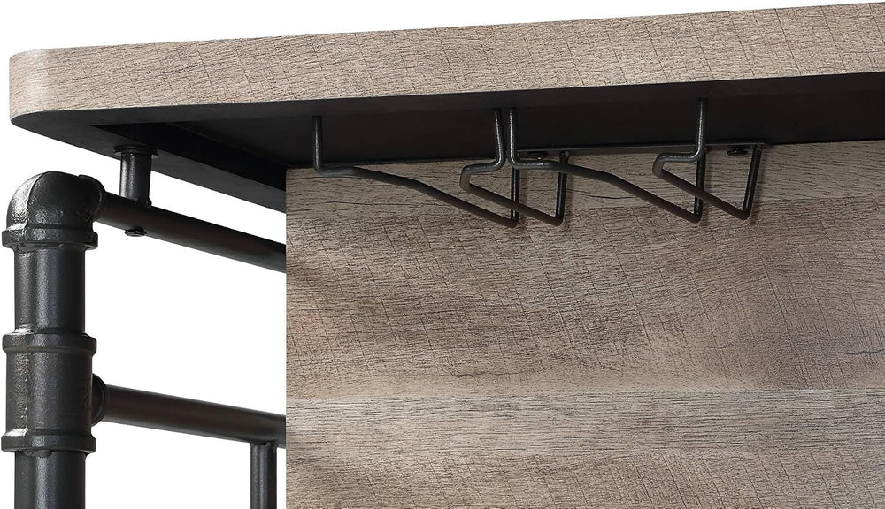 Antique Oak and Sandy Grey 5-Shelf Kitchen Island with Wood+Metal | Wood and ...