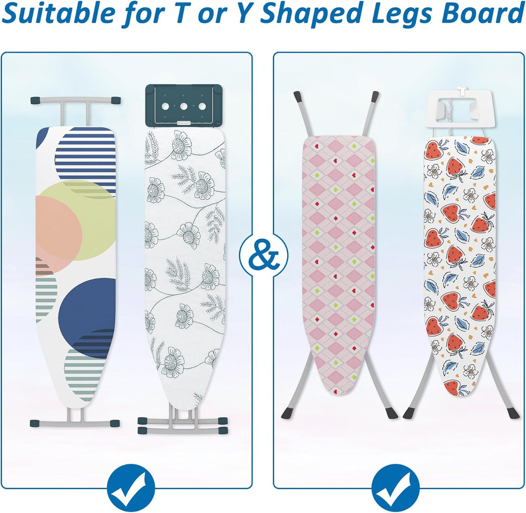 efluky Ironing Board Hanger with Removable Hooks, Ironing Board Holder Wall Mount for T/Y Leg, 12.59" L x 5.9" W x 2.36" H, Black