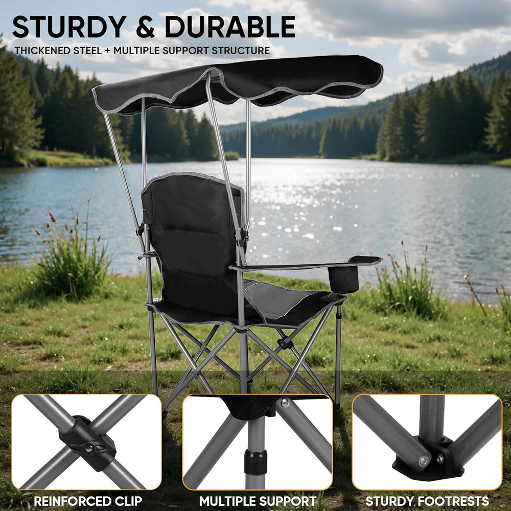 Northroad Folding Camping Chairs with Canopy Shade, Beach Chair w/Cup Holders...