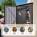 4x9 FT Lean to Shed with Windows, Metal Sheds & Outdoor Storage with 6 Vents and 1 Side Open Door, Outdoor Storage Shed Waterproof for Backyard, Garden, Patio, Gray