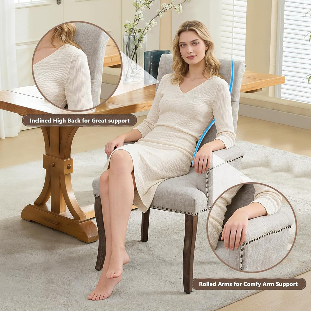 mikibama Chenille Upholstered Dining Chairs with High Back,Vintage Tufted Kit...